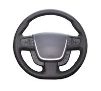 Coprivolante per Auto per Peugeot 508 2011 2012 2013 2014 2015 2016 2017 2018 per SW DIY Coprivolante in Pelle Nera Cucito a Mano con Filo Rosso (Filo Giallo)
