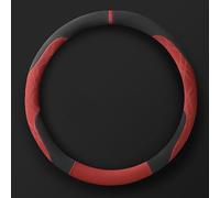 Coprivolante per Auto per VW Polo V (6R, 6C) 2011-2015 2016 2017 2018, Pelle Scamosciata Copertura per Volante Auto Protezione Antiscivolo Custodia Volante,Black-Red-O shape