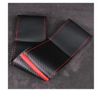 Coprivolante per auto Rivestimento per volante automatico in fibra di carbonio opaca nera, in pelle Superfiber, universale, 38 cm, cucito a mano con filo d'ago(Red thread)