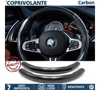 COPRIVOLANTE per BMW Effetto FIBRA CARBONIO SOTTILE Sportivo Nero Antisci