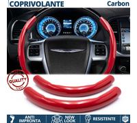 COPRIVOLANTE per CHRYSLER Effetto FIBRA CARBONIO SOTTILE Rosso Sportivo Tuning