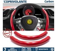 COPRIVOLANTE per FERRARI Effetto FIBRA CARBONIO SOTTILE Rosso Sportivo Tuning
