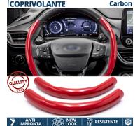 COPRIVOLANTE per FORD Effetto FIBRA CARBONIO SOTTILE Rosso Sportivo Tuning
