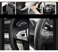 Coprivolante Per Freelander 2 Per Discovery 4 Per Range Per Rover Accessori per auto Coprivolante per auto cucito a mano in PU nero(Red Blue Thread)