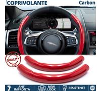 COPRIVOLANTE per JAGUAR Effetto FIBRA CARBONIO SOTTILE Rosso Sportivo Tuning