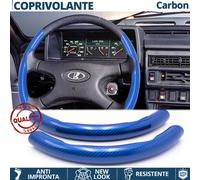 COPRIVOLANTE per LADA Effetto FIBRA CARBONIO SOTTILE Blu Sportivo Tuning