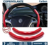 COPRIVOLANTE per LANCIA Effetto FIBRA CARBONIO SOTTILE Rosso Sportivo Tuning