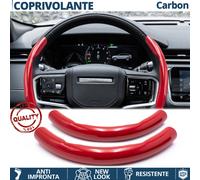 COPRIVOLANTE per LAND ROVER Effetto FIBRA CARBONIO SOTTILE Rosso Sportivo Tuning