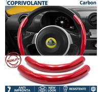 COPRIVOLANTE per LOTUS Effetto FIBRA CARBONIO SOTTILE Rosso Sportivo Tuning