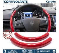 COPRIVOLANTE per MASERATI Effetto FIBRA CARBONIO SOTTILE Rosso Sportivo Tuning