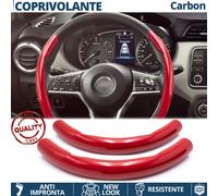 COPRIVOLANTE per NISSAN Effetto FIBRA CARBONIO SOTTILE Rosso Sportivo Tuning