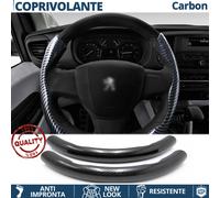 COPRIVOLANTE per PEUGEOT Effetto FIBRA CARBONIO SOTTILE Sportivo Nero Antisci