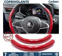 COPRIVOLANTE per RENAULT Effetto FIBRA CARBONIO SOTTILE Rosso Sportivo Tuning