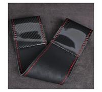 Coprivolante Per Ruote Universali Da 38 Cm Per Coprivolante Auto In Fibra Di Carbonio Nero Marrone Di Lusso Alla Moda E Durevole Cucito A Mano(Black Red Thread)