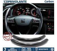 COPRIVOLANTE per SEAT Effetto FIBRA CARBONIO SOTTILE Sportivo Nero Antisci