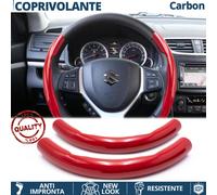 COPRIVOLANTE per SUZUKI Effetto FIBRA CARBONIO SOTTILE Rosso Sportivo Tuning