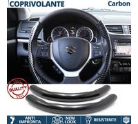 COPRIVOLANTE per SUZUKI Effetto FIBRA CARBONIO SOTTILE Sportivo Nero Antisci