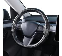 Coprivolante per Tesla New Model Y Juniper & Model 3, in pelle traspirante, antiscivolo, accessori per Tesla, per donne e uomini, nero