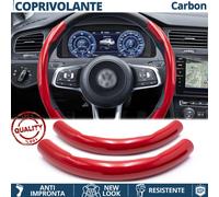 COPRIVOLANTE per VOLKSWAGEN Effetto FIBRA CARBONIO SOTTILE Rosso Sportivo Tuning