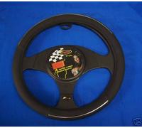 COPRIVOLANTE R.EVOLUTION PELLE NERO CON PROFILI CROMATI