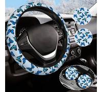 Coprivolante rosa con stampa mucca, per donne e uomini, con 2 sottobicchieri per auto, universale da 14,5, arcobaleno, antiscivolo, accessori per auto per ragazze