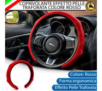 COPRIVOLANTE ROSSO A SCATTO PER KIA RIO 2 EFFETTO PELLE ANTISCIVOLO