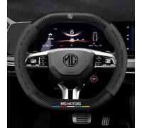 Coprivolante Scamosciato per MG ZS 2024 2025,Migliorare Presa Morbido Tatto Proteggere Custodia Volante Fibra Carbonio Look Sportivo Resistente Accessorio Essenziale,Black