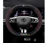 Coprivolante Scamosciato per MG ZS 2024 2025,Migliorare Presa Morbido Tatto Proteggere Custodia Volante Fibra Carbonio Look Sportivo Resistente Accessorio Essenziale,Brown2