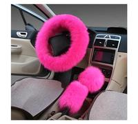 Coprivolante Set Coprivolante 3 Pezzi Set Di Accessori Per Auto Sfocati Caldi E Soffici In Peluche Per Auto Per Donne E Ragazze Coprivolante Auto (Colore : Hot Pink)