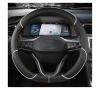 Coprivolante Sterzo Per Seat Per Mii Per Leon Per Arosa Per Exeo ST Per FR Coprivolante Per Auto Antiscivolo Da 38 Cm In Microfibra E Pelle(D White)