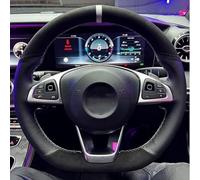 Coprivolante Universale Coprivolante auto cucito a mano antiscivolo accessori auto pelle scamosciata nera per Mercedes per benz W176 A180 A200 B180 B200(Blue Thread)