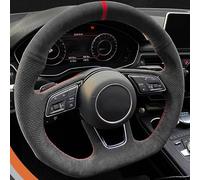 Coprivolante Universale Coprivolante auto personalizzato Treccia pelle scamosciata antiscivolo per A3 8V A4 B9 Per Avant A5 F5 A1 8X Per Sportback Q2(White Thread)