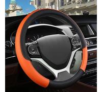 Coprivolante Universale Coprivolante per auto ecopelle quadrata goffratura per Civic 2004 2005 2006 2007 2008 2009 2010 2011 2012 2013 2014(Orange4)