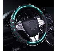 Coprivolante Universale Coprivolante per auto in pelle + gel di silice antiscivolo accessori interni auto per Mazda CX-3 CX-5(Green3)