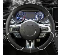 Coprivolante Universale Coprivolante per auto in pelle microfibra antiscivolo per Ford per Mustang 2015-2019 per GT 2015-2019 Accessori auto(WHITE2)