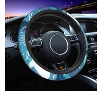 Coprivolante universale da 15 pollici con motivo a squali blu, stile sportivo, elastico, traspirante, comfort, accessori per volante auto