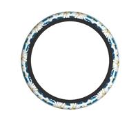 Coprivolante universale elasticizzato bianco margherita blu striscia 15 pollici auto Wheel Protector antiscivolo grip & facile da installare per auto, camion, SUV