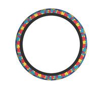 Coprivolante universale elasticizzato colorato puzzle 15 pollici auto Wheel Protector antiscivolo grip & facile da installare per auto, camion, SUV