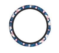 Coprivolante universale elasticizzato con farfalla rosa e blu, 38 cm, protezione antiscivolo e facile da installare, per auto, camion, SUV