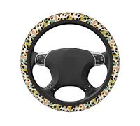 Coprivolante universale elasticizzato con stampa leopardata verde nera e astratta, coprivolante antiscivolo, traspirante, per SUV e camion