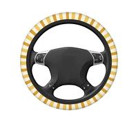 Coprivolante universale elasticizzato per auto a righe verticali giallo e crema vintage 38,1 cm, coprivolante antiscivolo, traspirante per SUV camion
