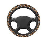 Coprivolante universale elasticizzato per auto con margherite arancioni, blu, bianche, vintage, 38 cm, antiscivolo, traspirante, per SUV e camion