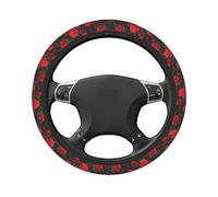 Coprivolante universale elasticizzato per auto con motivo rosa rossa e papaveri brillanti, 38 cm, antiscivolo, traspirante, per SUV e camion