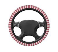 Coprivolante universale elasticizzato per auto, in cotone a righe bordeaux e avorio, 38 cm, antiscivolo, traspirante, per SUV e camion