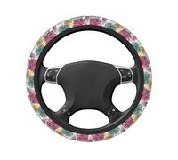 Coprivolante universale elasticizzato per auto, motivo crisantemo vintage, 38 cm, antiscivolo, traspirante, per SUV e camion