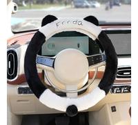 Coprivolante Universale in Peluche*15in (38cm), badaren Coprivolante in Peluche per Auto, Coprivolante Auto Universale Peloso, Copristerzo Auto Peluche, Nero/Rosa Coprivolante Peloso Auto (panda)
