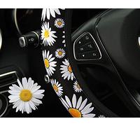 Coprivolante Universale in Tessuto Floreale Colorato per Auto, Antiscivolo, Assorbe il Sudore - Accessorio da Donna, 37-38 cm, Margherite