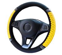 Coprivolante universale per auto, con rombo antiscivolo, in pelle PU, con cristalli scintillanti, diametro 37 - 38 cm, elastico, accessorio decorativo per auto, colore giallo