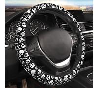 Coprivolante universale per auto da 15 pollici, motivo teschio nero bianco e nero, accessorio per auto elasticizzato per uomini, donne e ragazze, adatto per SUV, berlina, furgoni, camion