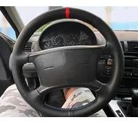 Coprivolante Universale Per BMW Serie 3 5 E36 E46 E39 X3 E83 X5 E53 2000 Coprivolante per auto in pelle Decor Nero - linea rossa blu con striscia rossa